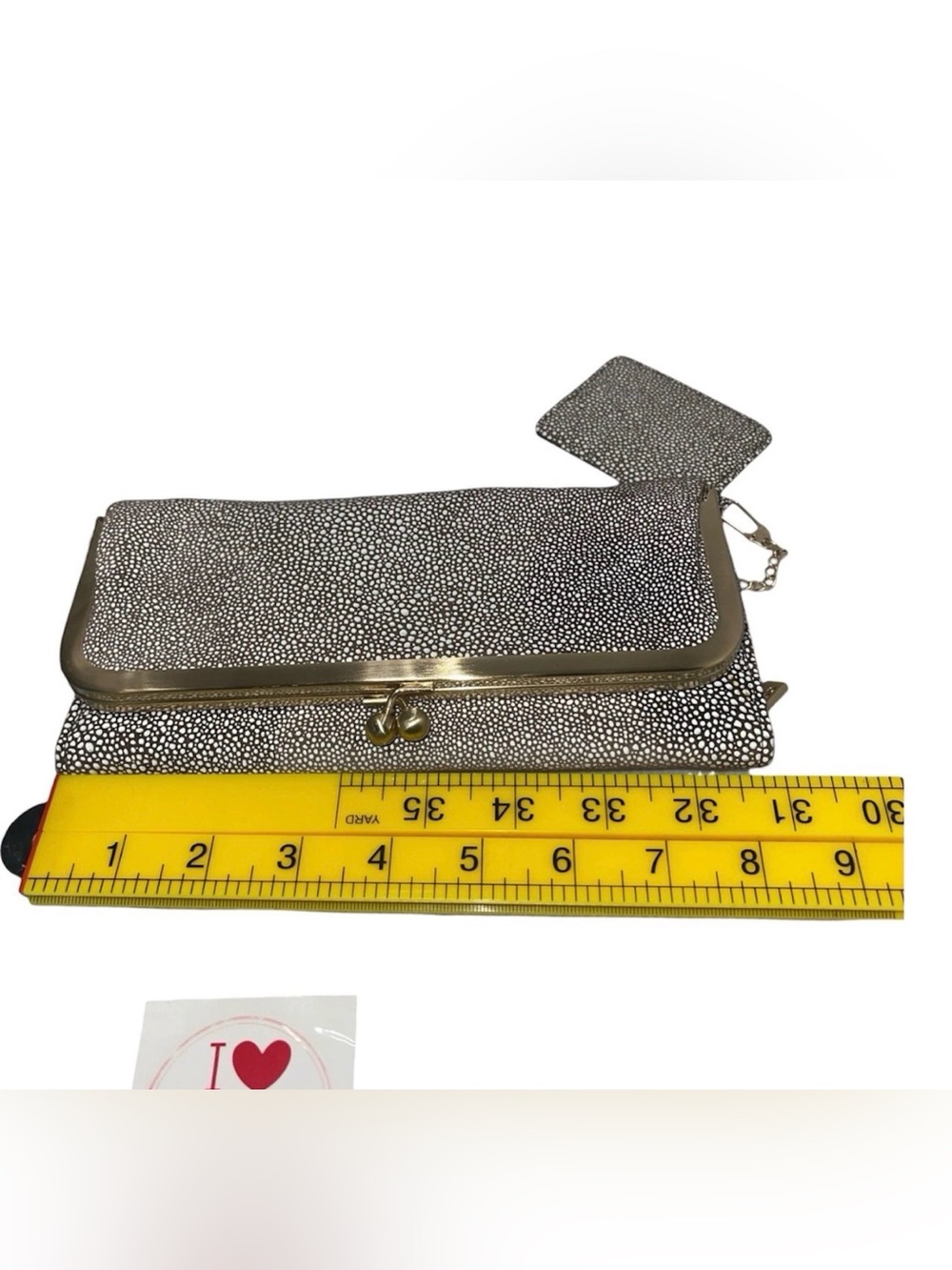 Vintage Hobo The Original Genuine Leather Stingray Clutch Wallet  With Mirror